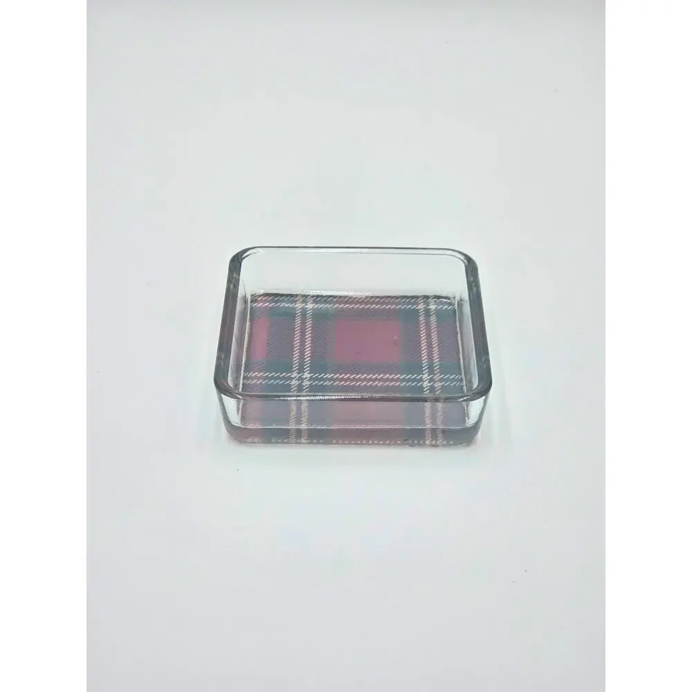 Plaid Glass Candy Jar – Holiday Treat Container, Vintage‑Style Christmas Storage